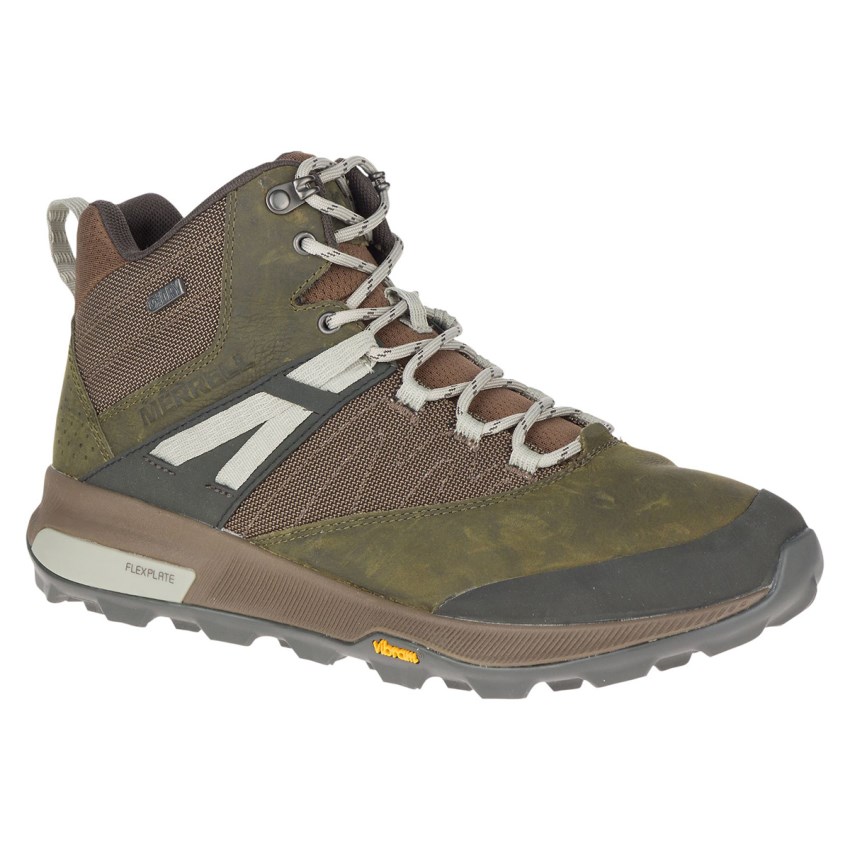 Bottes Merrell Zion Mid Waterproof Vert Olive Homme | A.S.YZWW